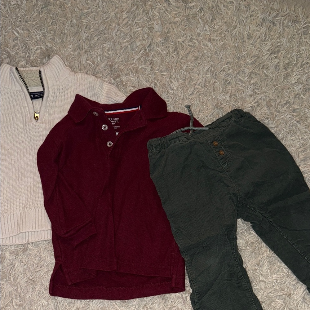 The Children's Place Burgundy and Cream Polo Set